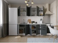 Кухня "Глетчер" МДФ Графит Софт 2.0м. в Луганске